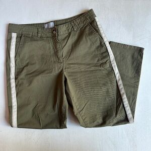 Pure Collection Green Tuxedo Stripe Cotton Pants